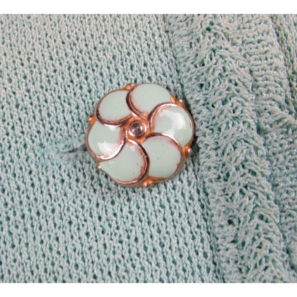 VTG Castleberry knit Skirt Suit Aqua Gold btn Pleated Union Church USA petitie 8 - Picture 3 of 10